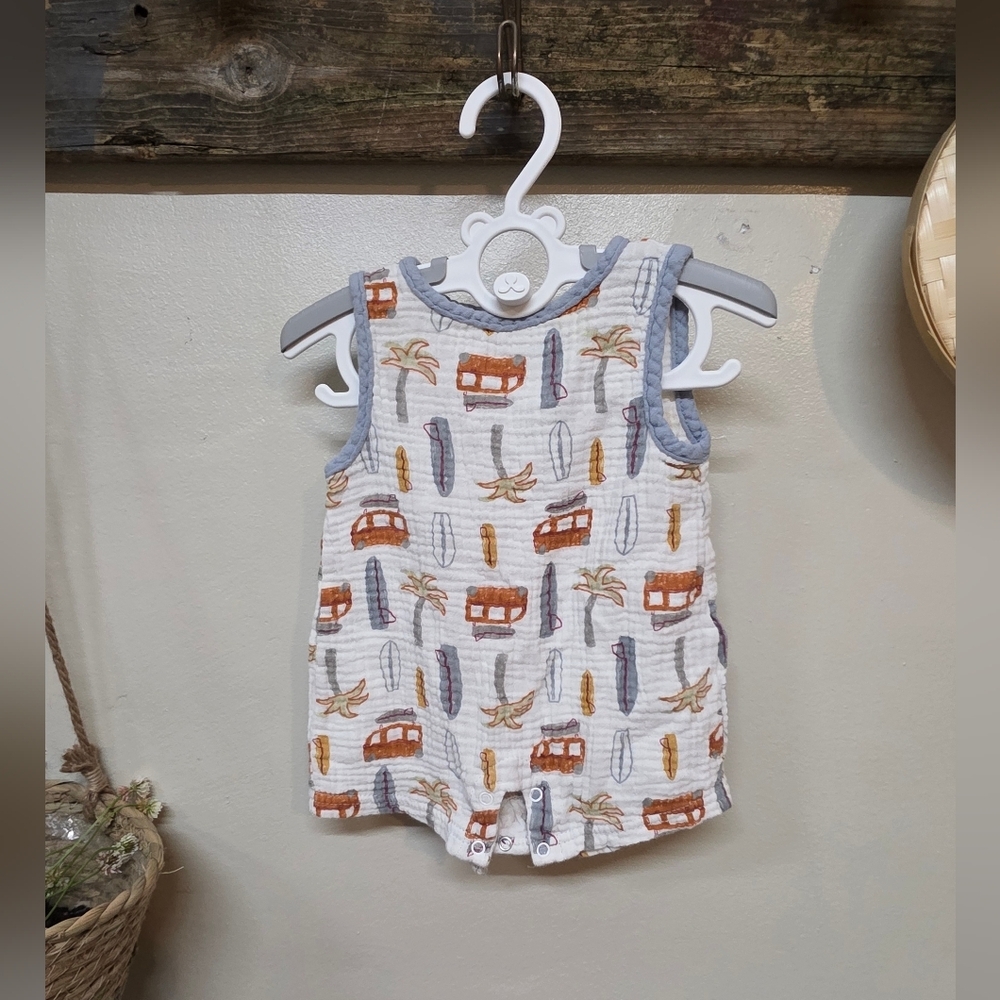 Chick Pea Soft Blue Baby Romper